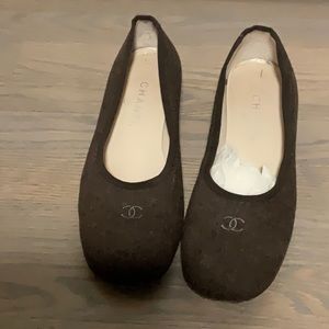 Chanel brown woven cloth ballet flats size 39.5